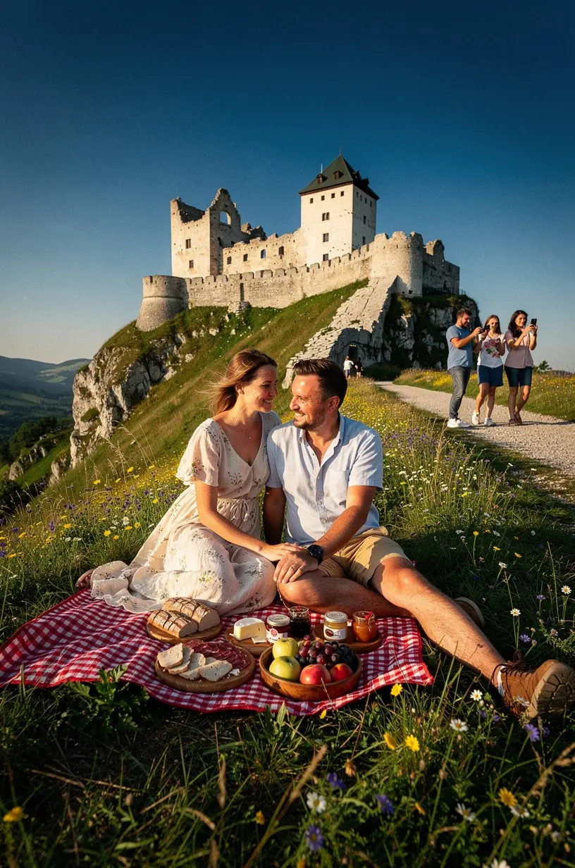 Tradičná slovenská drevená architektúra s typickými ornamentmi a prírodným prostredím.